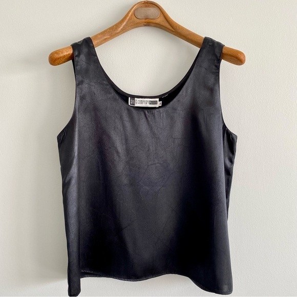 Tops - SK & Company Black Satin Sleeveless Tank Size 10